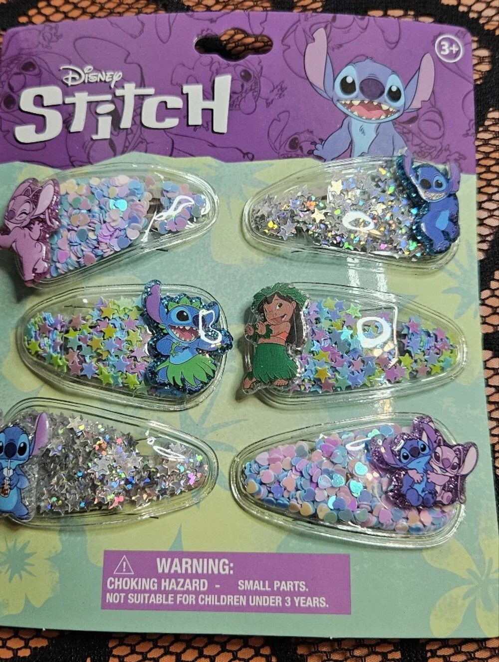Disney Princess & Stitch Confetti Hair Clips Set